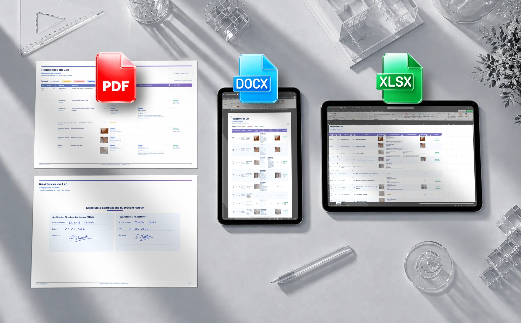 Procès-verbal FinitoApp exporté en PDF, Word et Excel